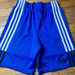 adidas Royal Blue Athletic Shorts with White Stripes YM